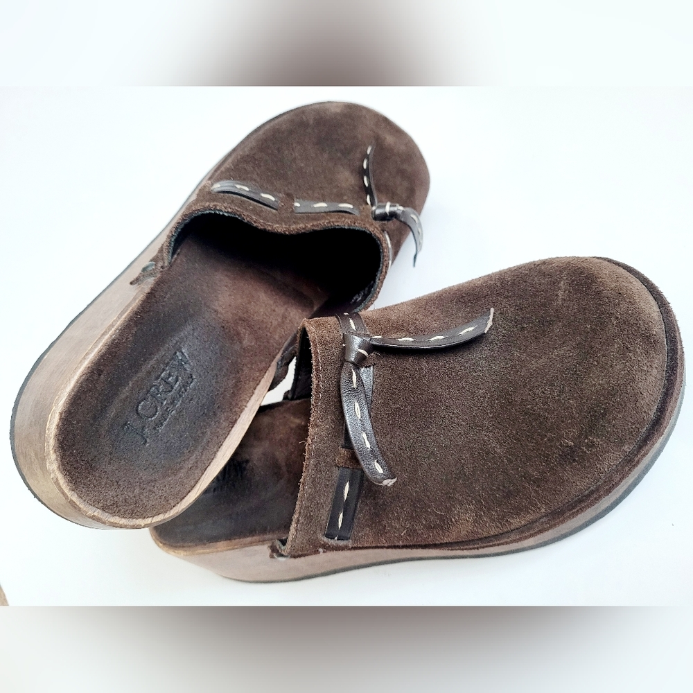 J.Crew Women's Genuine Suede Leather Clog/Mule Shoes Platform Brown US 7
